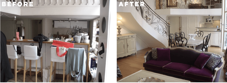 Before and after photos of decor by Martine di Mattéo