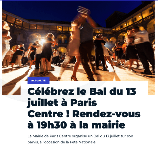 Ad for the Bal du 13 at the Marie de Paris Centre