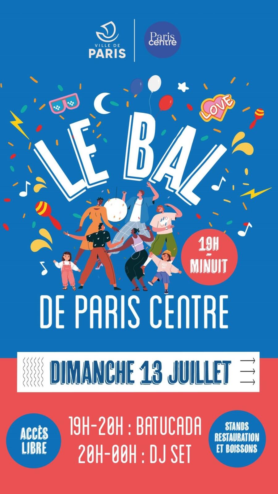 Poster for the bals des pompiers in Paris Centre