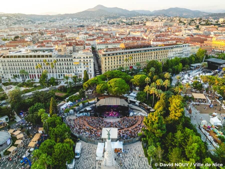 Aerial view of the Théâtre de Verdure for Jazz Fest in Nice, France