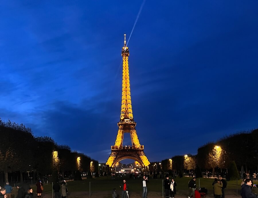 The Eiffel Tower in Paris at twilight 