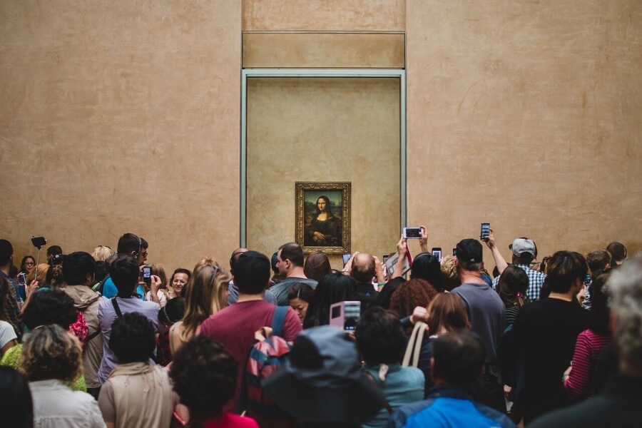 The Mona Lisa at the Louvre in Paris