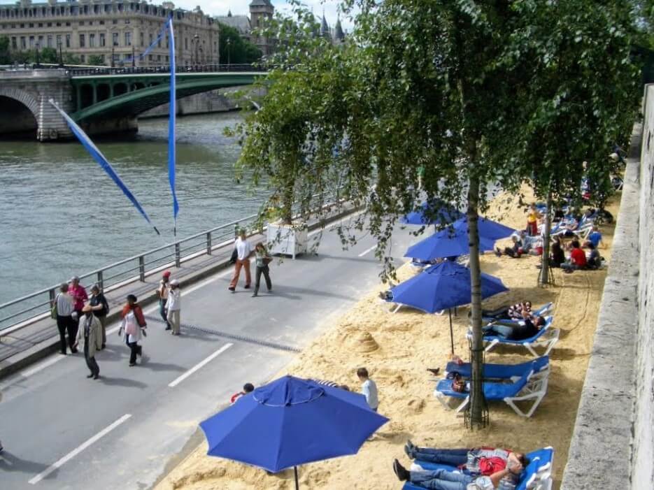 View from above of Paris Plage in Paris