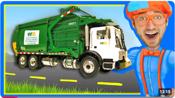 Cartoon rendering promoting Blippi videos