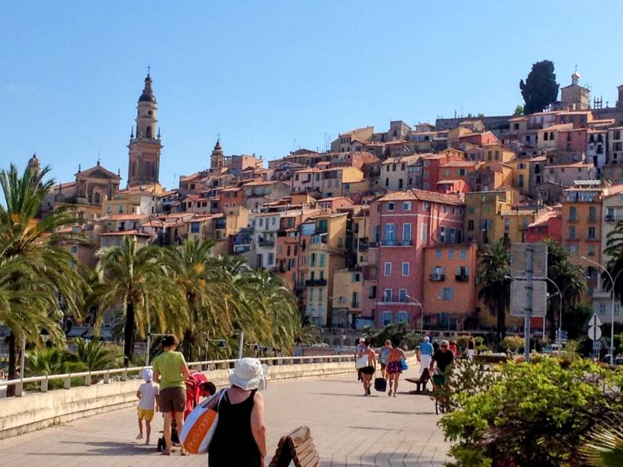 View of the village of Menton, France
