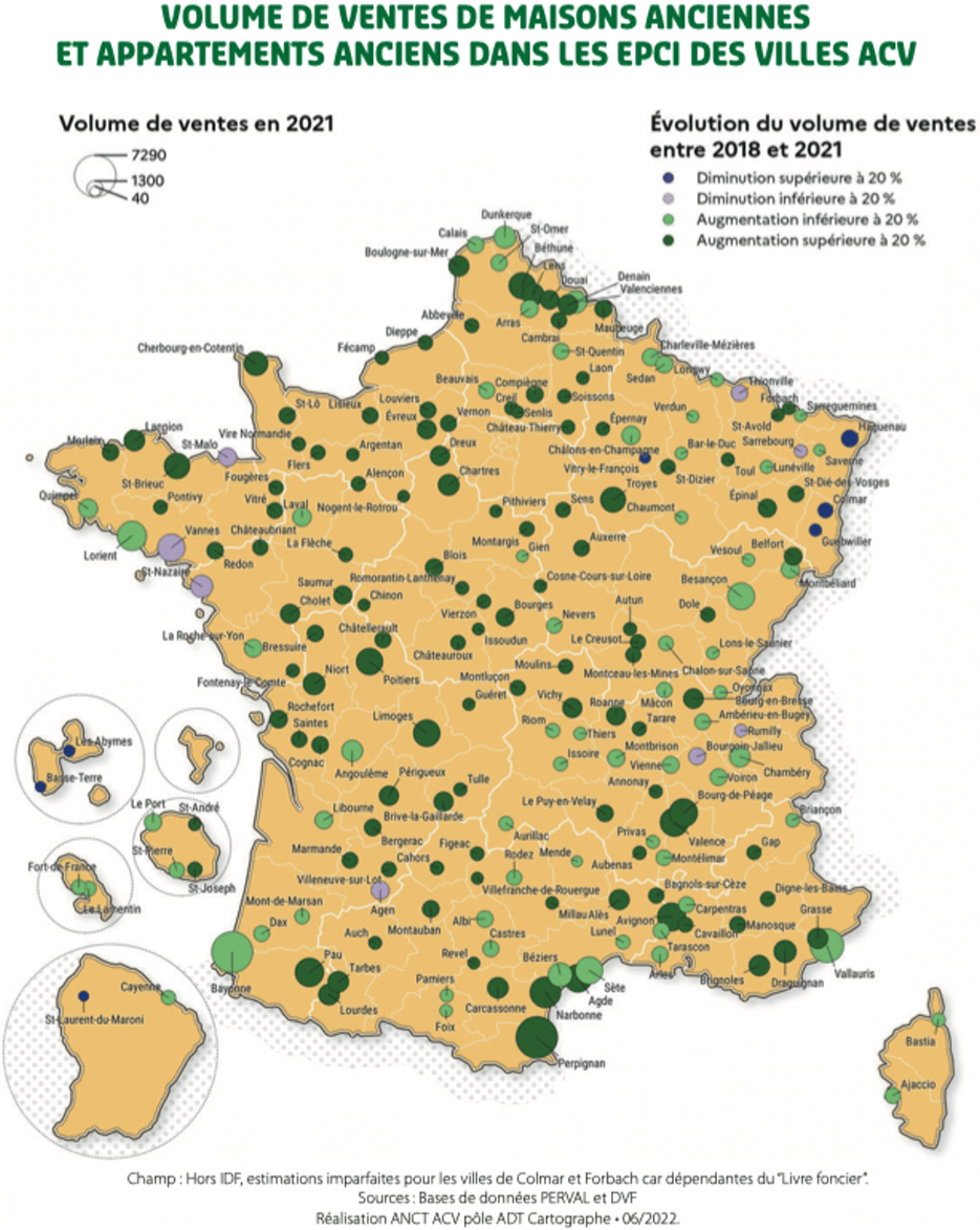 Volume property sales throughout France