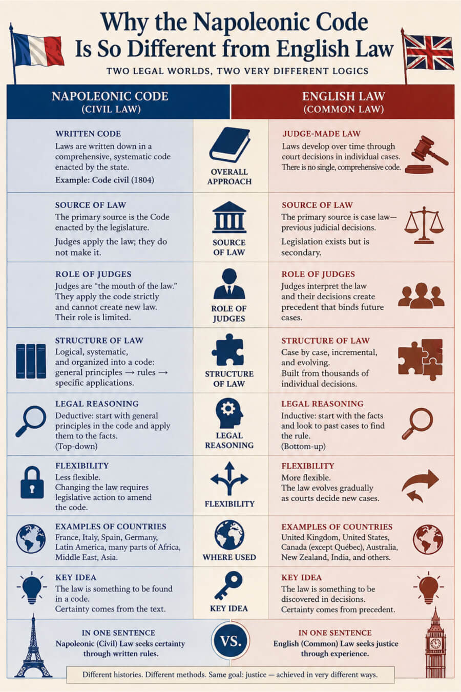 Written graphic for the Napoleonic Code vs English Law 
