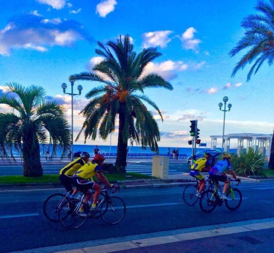 Biking along the coast in Nice