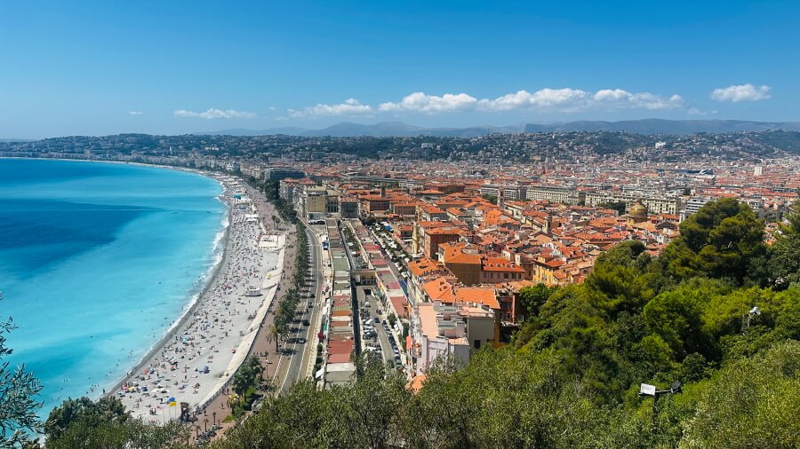 Aerial view of the Nice coastline