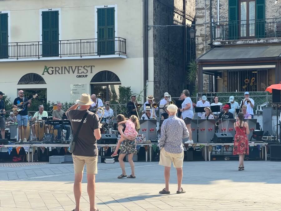 The band playing in Dolceacqua, Italy