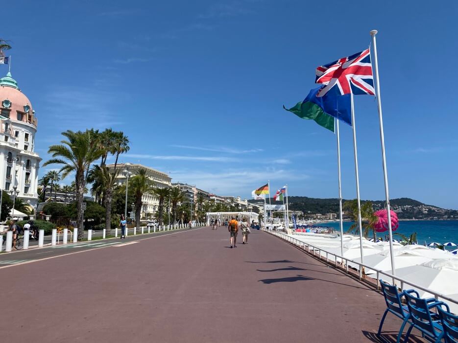 View down the Promenade des Anglais in Nice