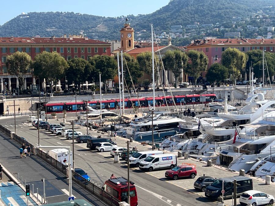 The 2 Tram that runs near the new Fractional Property, La Perle du Port in Nice, France