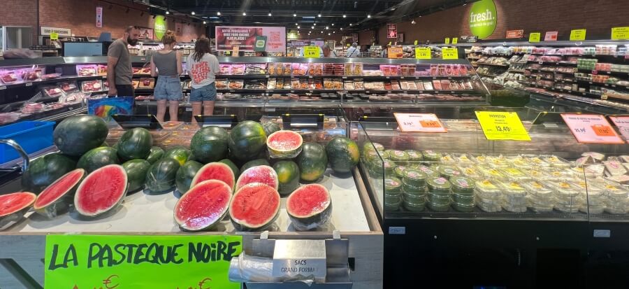 Melons and produce at the Fresh Market