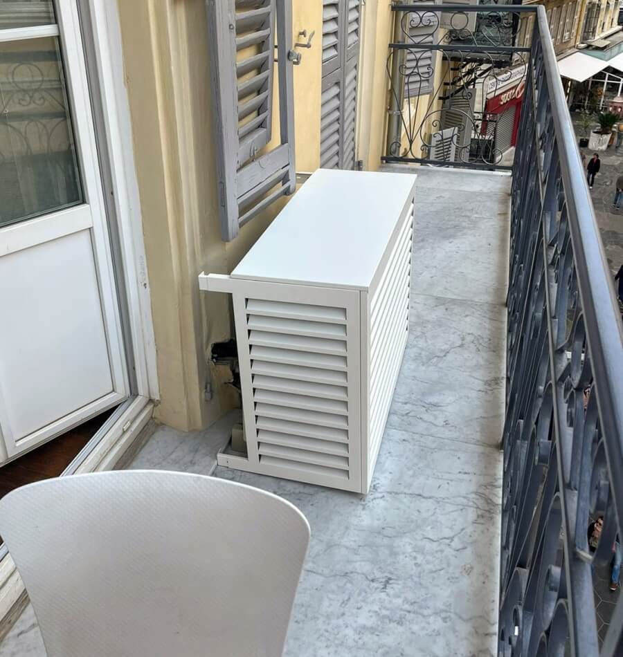An exterior AC compressor