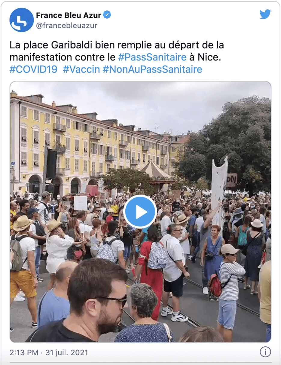 Protesters at Place Garaboldi in Nice