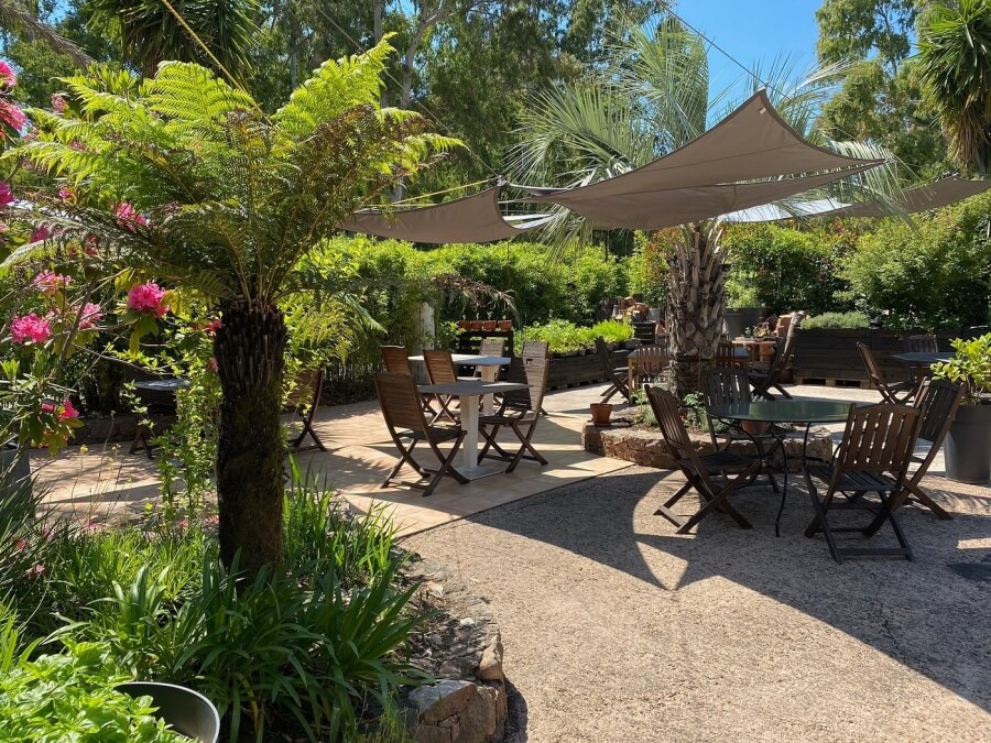 The garden setting for Chez Marie