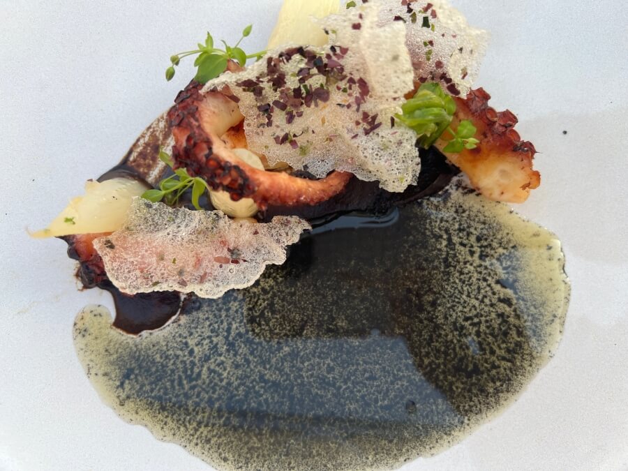 The octopus entree at La Table Cachée in the BHV in Paris