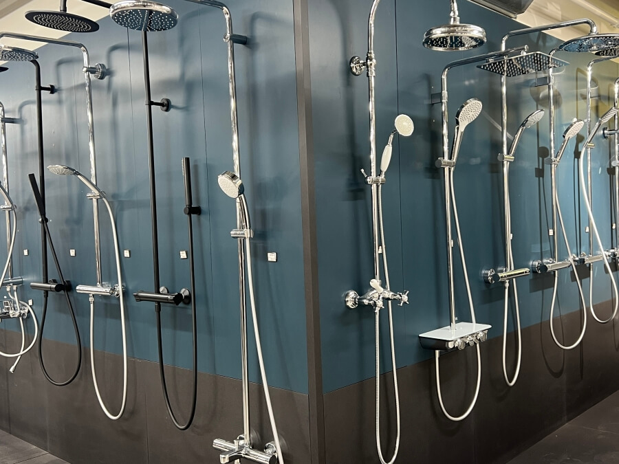 Display of showerheads at the BHV in Paris