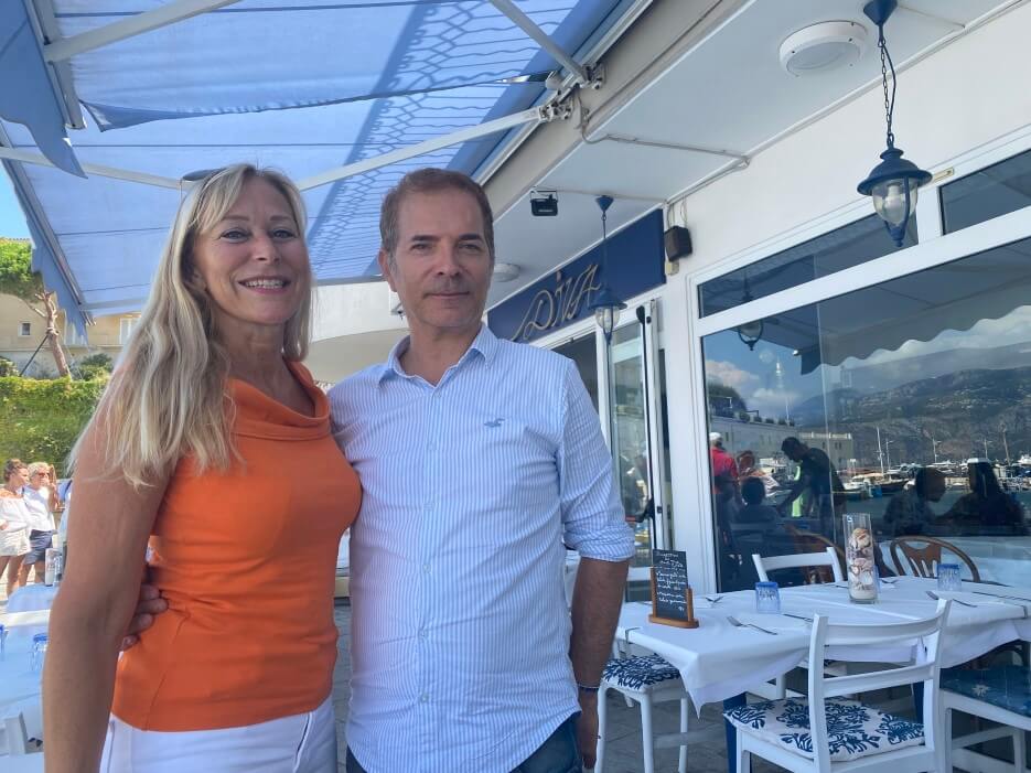 Christina Collier with owner of Diva Restaurant, Francesco