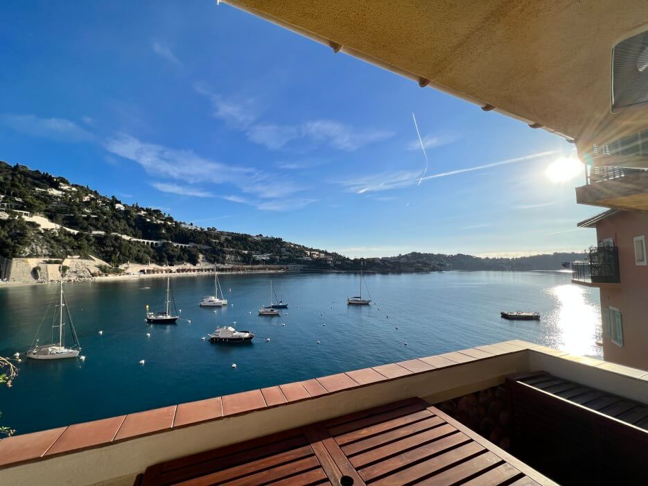 View of the sea from the balcony of La Belle Terrasse in Villefranche-ser-Mer