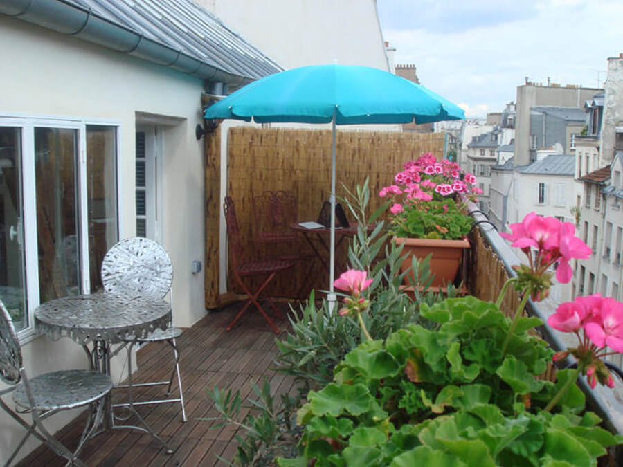The large terrace of the viager that Adrian Leeds purchased in Paris
