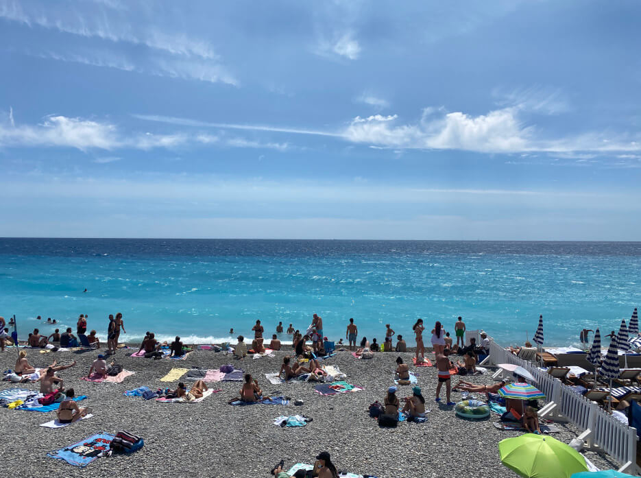 View of the Baie des Anges from the Promenade des Anglais in Nice
