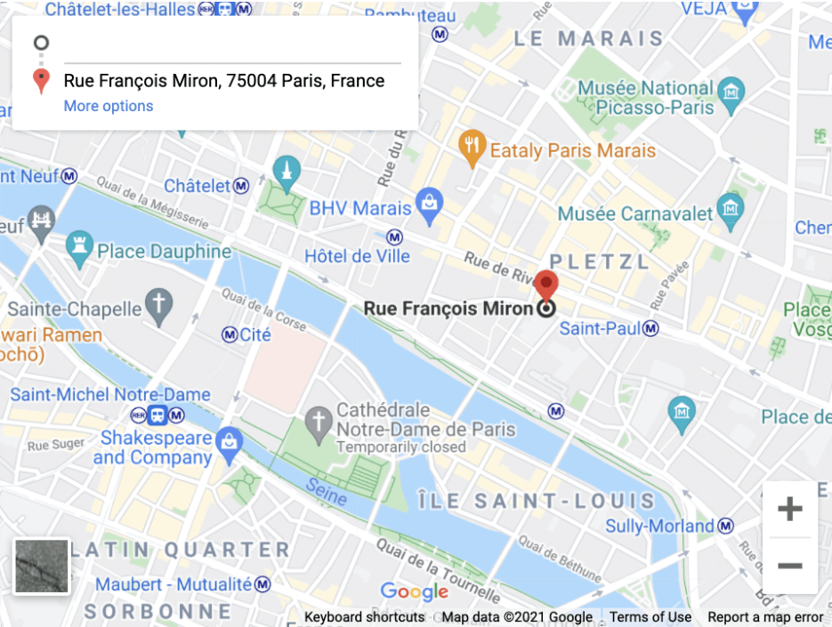 Google map showing the location of fractional property Ma Maison Miron