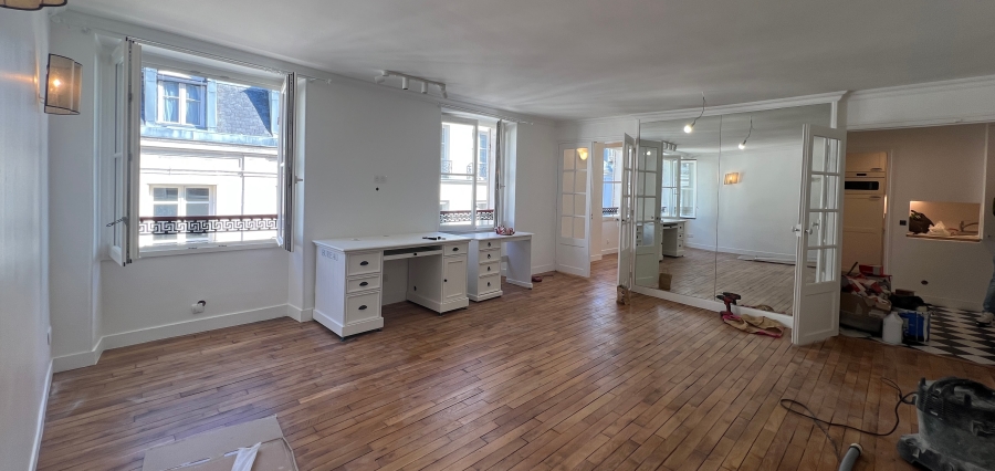 Adrian Leeds' renovated living room before the move-in