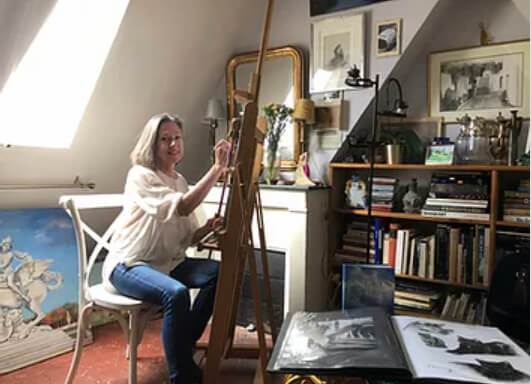 Rosemary Flannery at work in her studio in Paris