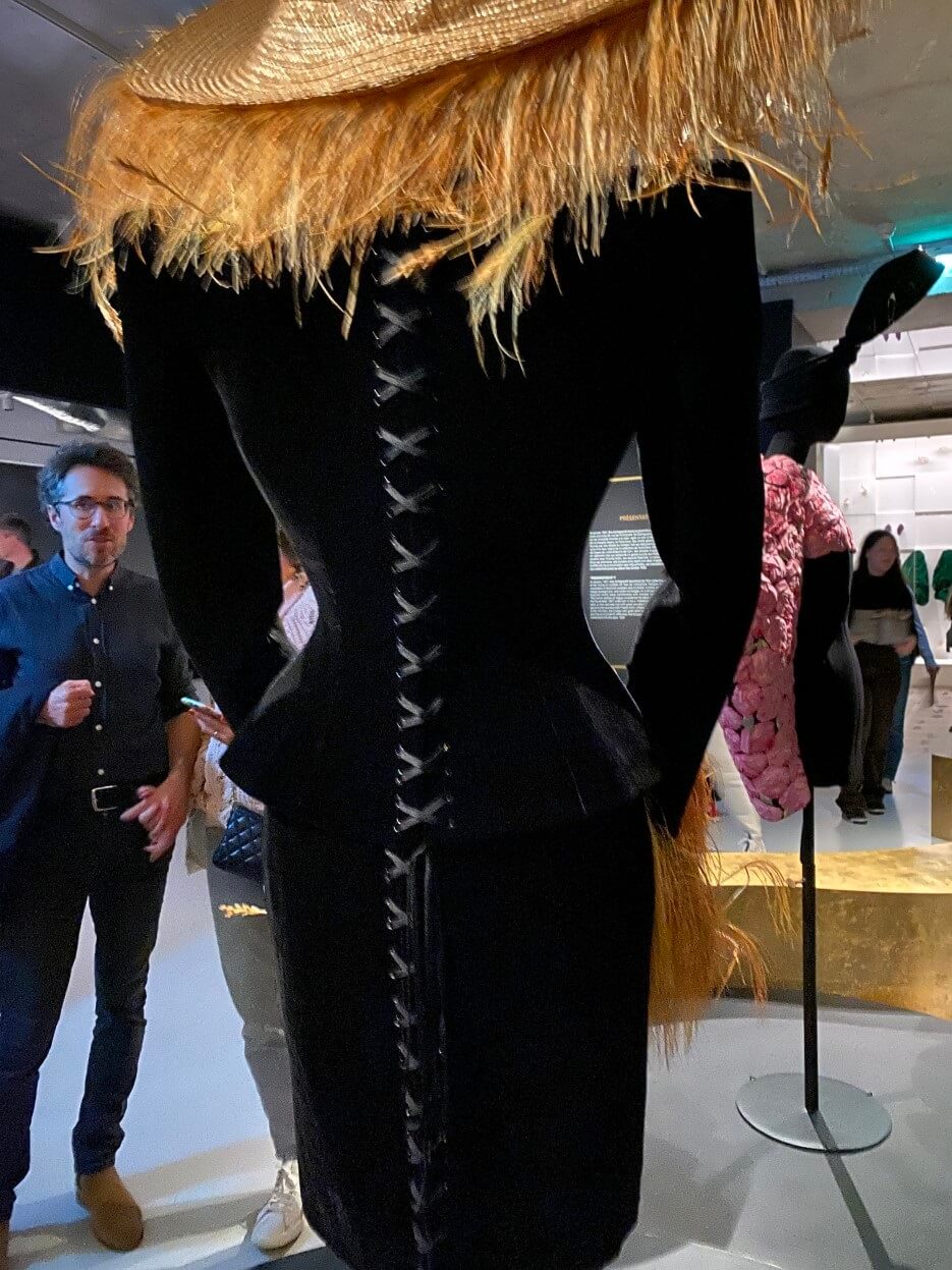 High fashion dress by Elsa Schiaparelli in the exhibit at the Palais Royal in Paris