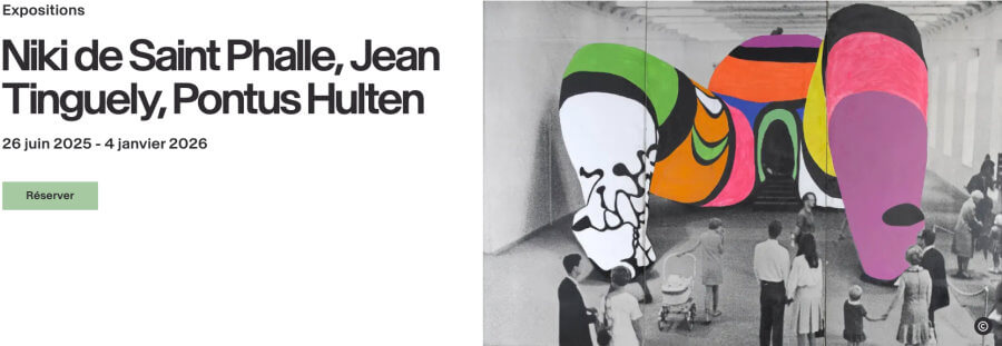 Splashpage meme for the exhibition of Niki de Saint Phalle, Jean Tinguely, and Pontus Hultén