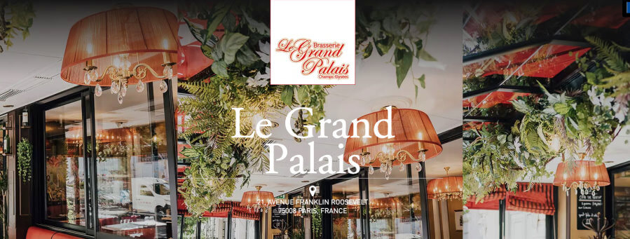 Splashpage for Le Grand Palais brasserie in Paris