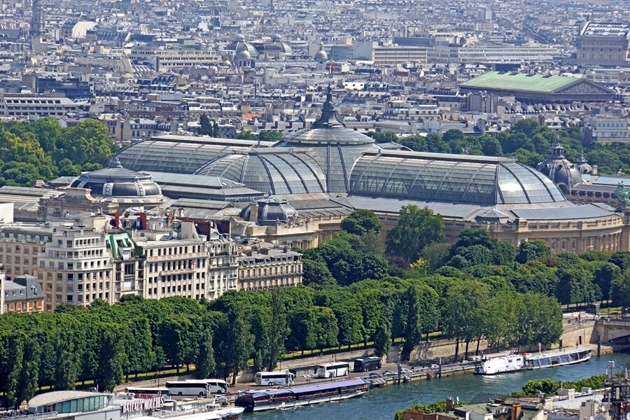 Aerial view of The Grand Palais in Paris, France