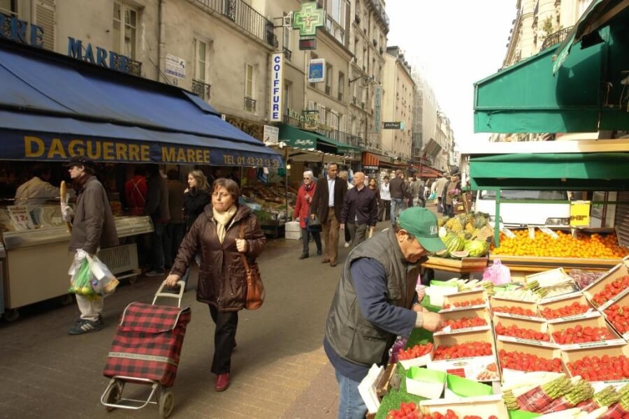 rue Daqguerre market in Paris, France