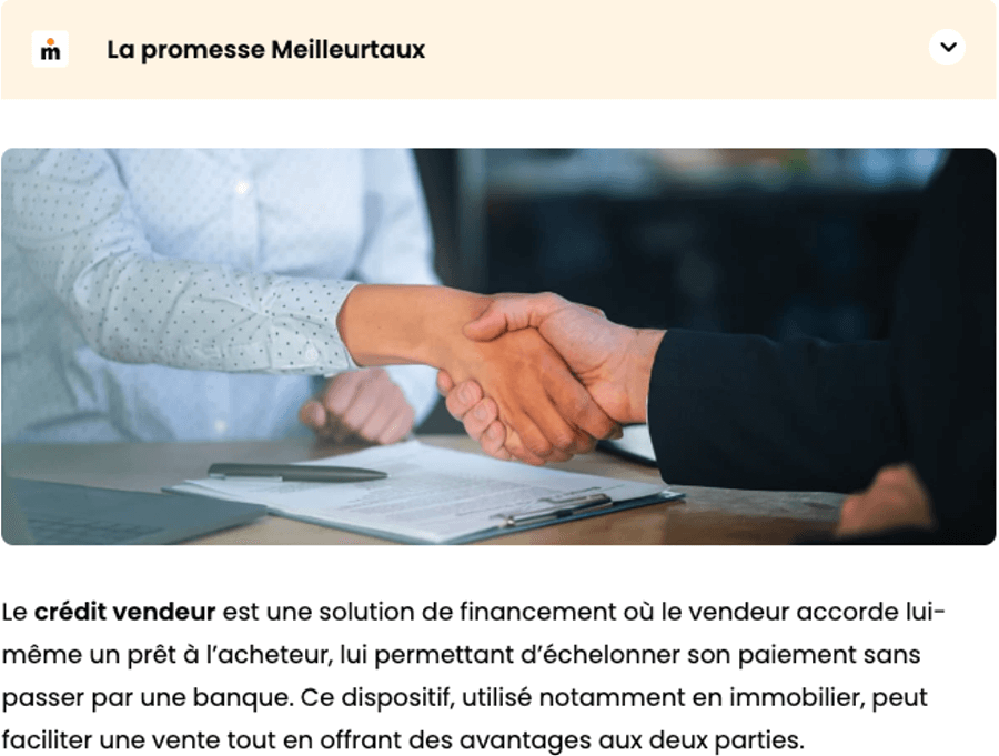 Meme explaining the "crédit-vendeur", in French
