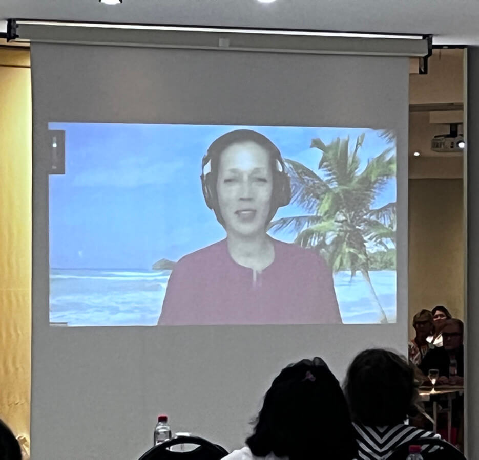 Kim Bingham presenting by video for the Working & Living in France conference in Nice