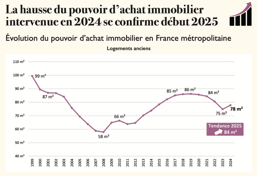 Graph showing the evolution of purchasing power in France
