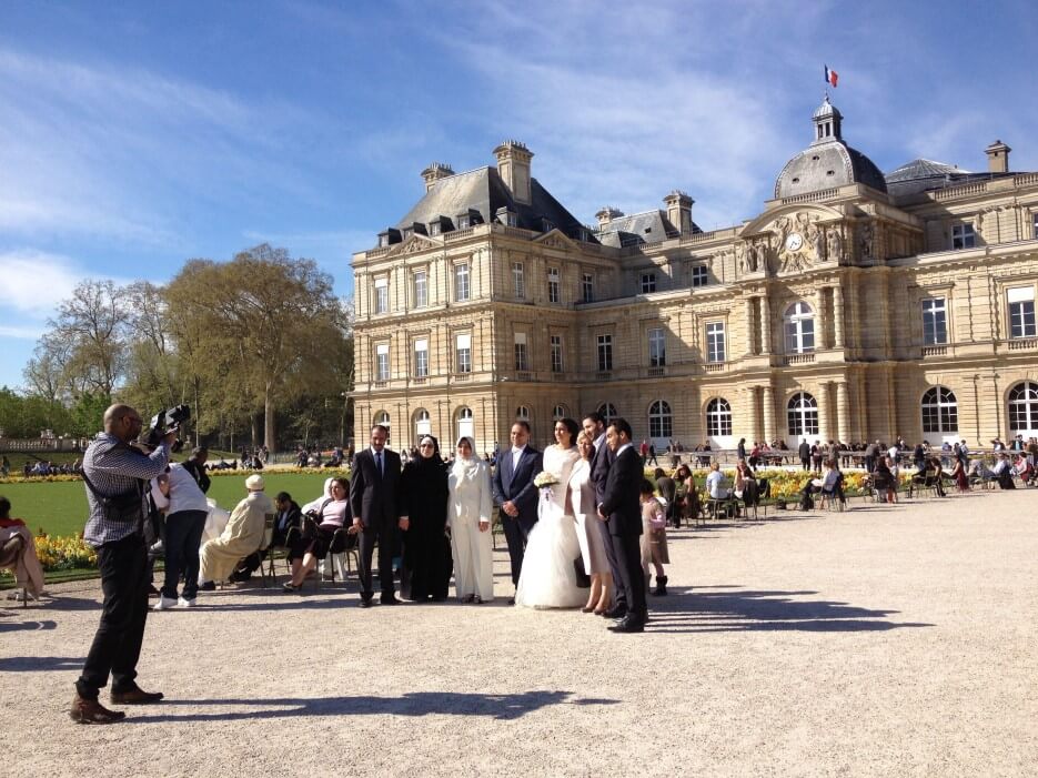 Wedding photo at a chateau in France