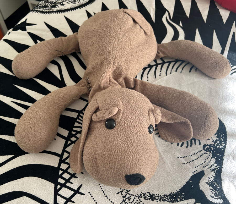 Adrian Leeds' daughter Erica's stuffed dog, Louis