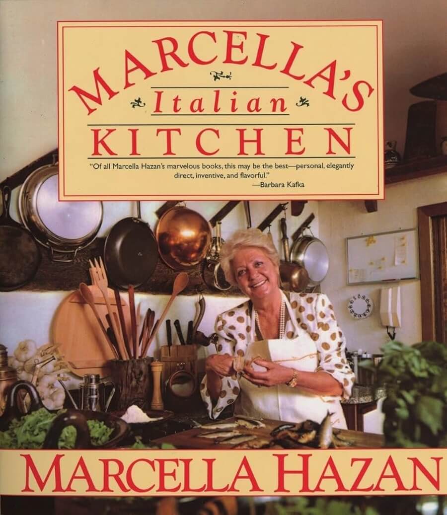 Cover of Adrian Leeds' copy of Marcela Hazan's Italian Kitchen cookbook