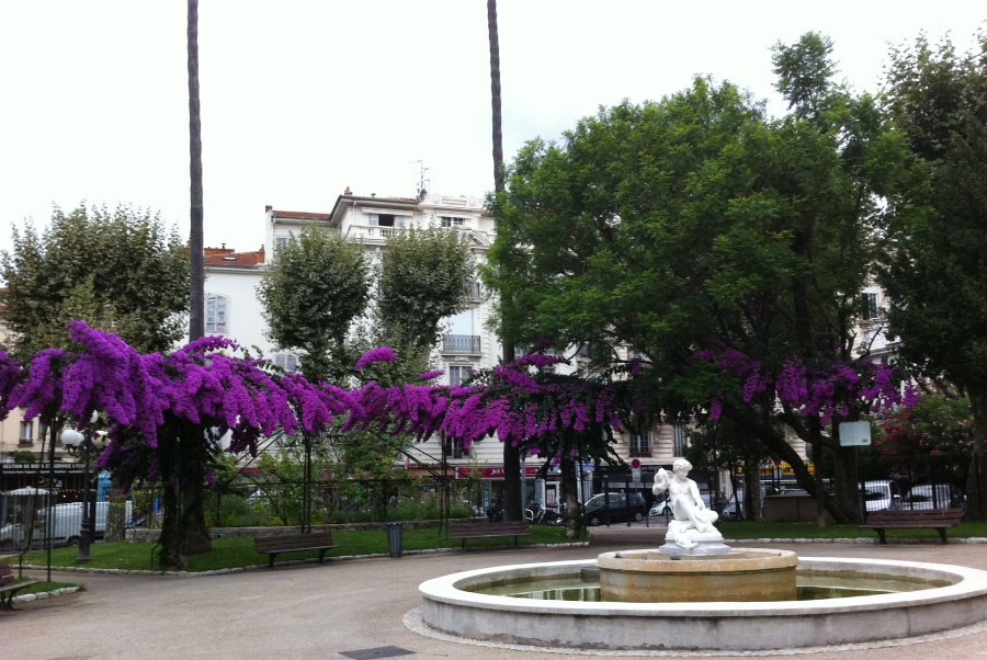 A fountain in a square in the Carré d'Or in Nice
