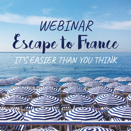 Umbrellas on the beach in Nice France with webinar info 2021