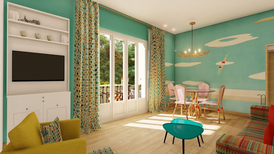 La Villa Plaisance in Saint-Jean-Cap-Ferrat visualization of the redesigned bright living and dining