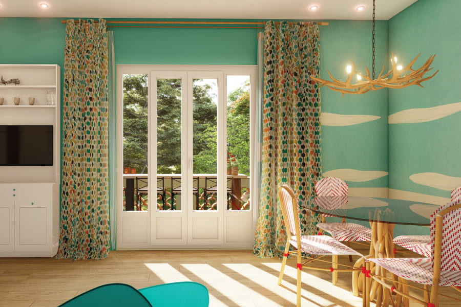 La Villa Plaisance in Saint-Jean-Cap-Ferrat visualization of bright living area with large windows and doors of balcony