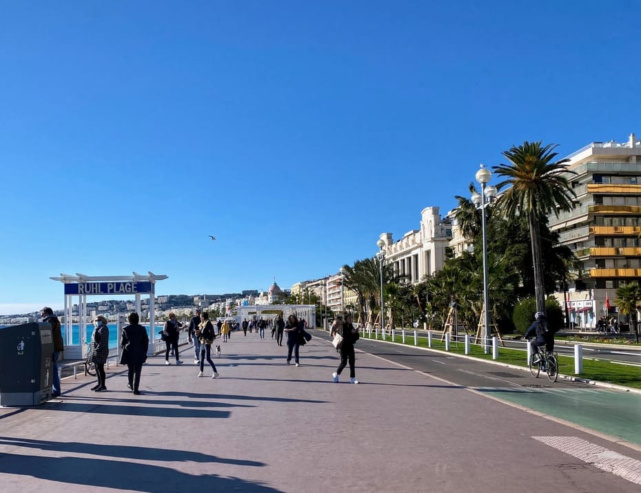 Looking down the Prom in Nice, France