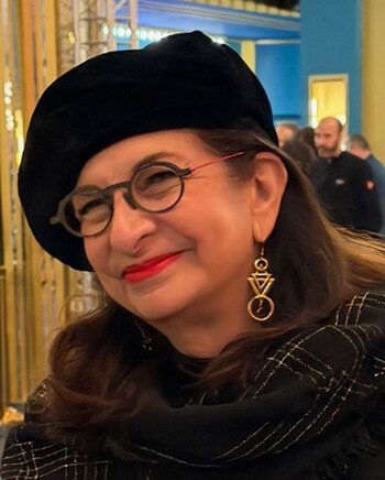 Adrian Leeds in Paris wearing her signature beret