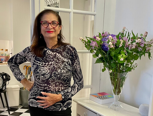 Adrian Leeds back in her newly renovated apartment in Paris