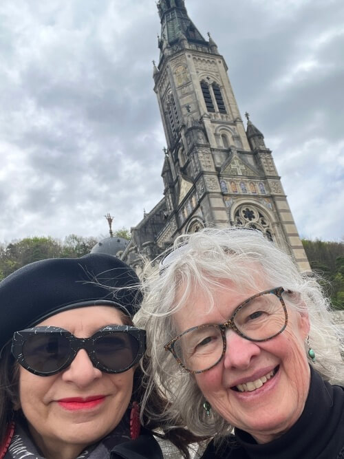 Adrian Leeds with Janet Hulstrand at the Basilique Jean d'Arc