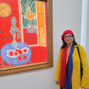 Adrian Leeds beside a Matisse painting