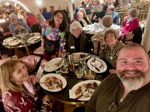 Adrian Leeds with friends at Thanksgiving Dinner in Nice, France